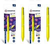 OSAMA 4 Multi Neon - Stylo 4 Couleur Personnalisé, 1 Pièce - Stylo Bille 1 mm avec Encre Noire, Bleue, Rouge et Jaune Fluo (Mine 1.6 mm) - Stylos Couleur pour Papeterie, Fourniture Scolaire et Bureau
