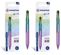 Osama 4 Multi Rainbow Pastel - Stylo 4 Couleur, 1 Pièce - Stylo Bille 0.1 mm Pointe Fine à Déclic avec Encre Noire, Bleue, Rouge et Verte - Stylos Couleur pour Papeterie, Fourniture Scolaire et Bureau