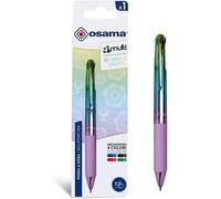 Osama 4 Multi Rainbow Pastel - Stylo 4 Couleur, 1 Pièce - Stylo Bille 0.1 Mm Pointe Fine À Déclic Avec Encre Noire, Bleue, Rouge Et Verte - Stylos Couleur Pour Papeterie, Fourniture Scolaire Et Bureau