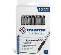 Osama - Ballpoint Pen, Obg Ink, Set Of 10 Units, Fine Point 1.0 Mm To Click - Pen Kit For Stationery And School Supplies, Office And University - Gel Pen With Fluid And Precise Line, Black