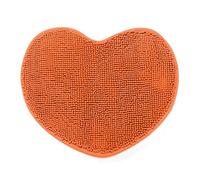 OSAMA HOME - Tapis de salle de bain absorbant antidérapant en microfibre de chenille à cœur, 50 x 60 cm, Orange, Moderne, Lavable, Antidérapante