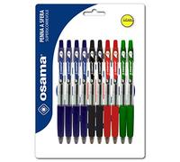 OSAMA - Stylo 4 Couleur Gel, Encre OBG, Set 10 Assortis - Stylo Bille à Déclic 1 mm, avec Trait Fluide et Précis pour Papeterie et Fourniture Scolaire, Bureau et Université
