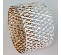 Osasy Abat-jour décoratif en métal, design géométrique unique, blanc et doré, pour lampe sur pied, lampe suspendue