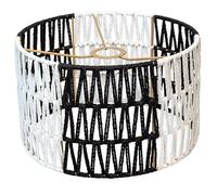 Osasy Abat-jour rond moderne, style bohème, style rétro, en forme de tambour noir et blanc, sculpté creux, pour lampadaire, lampe de table (rond-15PG)