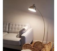 Osasy Lampadaire arc, Lampadaire de salon arqué Lampadaire courbé metal bronze,natural base en marbre,prise E27 40W Max.,lampadaire canapé d'angle, pour lire réglable abat-jour.