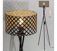 Osasy Lampadaire Trépied LED avec Abat-Jour Ajouré, Style Industriel Vintage, Dimmable avec Interrupteur Rotatif, Luminaire sur Pied pour Salon