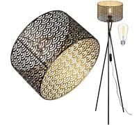 Osasy Lampadaire Trépied LED Design Vintage Noir | lampadaire sur pied Hauteur Réglable, Abat-jour Motif Vague, Variateur d'Intensité
