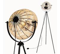 Osasy Lampadaire Tripode,Abat-jour Unique Boho Beige, design Style Projecteur, Éclairage Décoratif pour Salon(Sans ampoule)