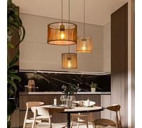 Osasy Lot d'abat-jours décoratif/chics, 1 x 30 cm et 2 x 15 cm de hauteur, design bohème naturel/moderne, pour lampes suspendues, lampes de table et lampes de table (motif bambou naturel, A)