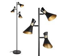 Osasy Moderne Lampadaire pied, Creative lecture/décoration Lampadaire Tree 3 spots pivotants réglable | métal rétro noir/doré,ampoules E14 LED ou halogène, lampes sur pied hauteur 166,5 cm