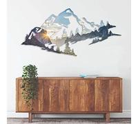 OSBELE Art Mural Suspendu en métal de Paysage de Montagne, Sculptures murales de Signes de Montagne, Image Suspendue en Fer forgé de Paysage Creux, pour la décoration Murale intérieure et extérieur
