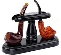 OSBELE Support de pipe à tabac Support de pipe à tabac en bois Support de pipe en bois pour 2 pipes à tabac, organisateur de bureau support de pipe pour pipes