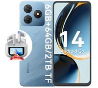 OSCAL Flat 2C Smartphone 4G Android 14, 6Go+64Go/TF 2To 6.56"" 5000mAh Dual SIM Bleu avec Blackview Airbuds 12