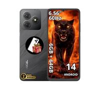 OSCAL Flat 2C Smartphone, Android 14 Go, 6 Go+64 Go (Jusqu’à 2 to TF), Écran 6,56″ HD+ IPS 60 Hz, Octa-Core Unisoc T603, Caméra 13+8 MP, Batterie 5000 mAh, Dual SIM/GPS/Face Fill Light, Noir Fantôme