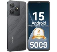 OSCAL Flat2 Smartphone Pas Cher Android15、Gemini AI, 12 GoRAM+128 Go ROM/TF 2TB Téléphone Portable Android Pas Cher, 6.56" HD+, 90Hz, 13MP+8MP, 5000mAh,4G Dual SIM, Face ID/GPS/2Ans De Garantie,Noir