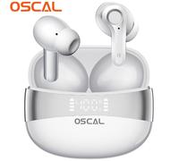 Oscal HiBuds 6 Écouteur Bluetooth sans Fil Bluetooth 5.3 Oreillette Sportif Stéréo 400 mAh IPX7 étanche - Blanc