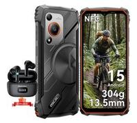 Oscal MARINE 1 Téléphone Portable Incassable 12Go+128Go-SD 2To 6.56" 90Hz 5100mAh Android 15 Double SIM 4G GPS, Orange - Airbuds 8 Noir Orange