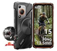 MARINE 1 Téléphone Portable Incassable 12Go+128Go-SD 2To 6.56" 90Hz 5100mAh Android 15 Double SIM 4G GPS, Orange - W50Pro Noir