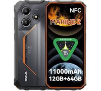 OSCAL Marine 2 Telephone Incassable 2025 Android 15, 11000mAh Telephone Portable Incassable, IP69K, 12GB+64GB/2To, 6,56" HD+ 90Hz, 16MP+8MP, 4G Dual SIM/Gemini AI 2.0/NFC/5G WiFi/GPS/2Ans Garantie