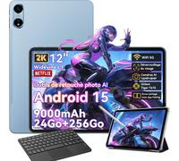 Oscal Pad 100 Tablette Tactile 12" Android 15 2.4G+5G Wifi RAM 24Go ROM 256Go/SD 2To 9000mAh 16+8MP Dual SIM Bleu Avec Clavier K1