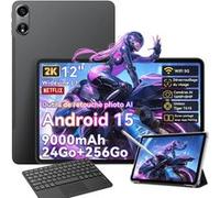 Oscal Pad 100 Tablette Tactile 12"" Android 15 2.4G+5G Wifi RAM 24Go ROM 256Go/SD 2To 9000mAh 16+8MP Dual SIM Gris Avec Clavier K1