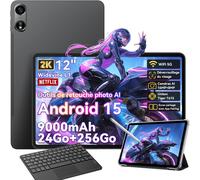Oscal Pad 100 Tablette Tactile 12" Android 15 2.4G+5G Wifi RAM 24Go ROM 256Go/SD 2To 9000mAh 16+8MP Dual SIM Gris Avec Clavier K1