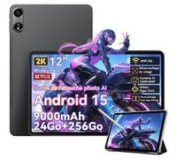 Oscal Pad 100 Tablette Tactile 12" Android 15 2.4G+5G Wifi RAM 24Go ROM 256Go/SD 2To 9000mAh 16MP+8MP Dual SIM,Mode PC WPS - Gris