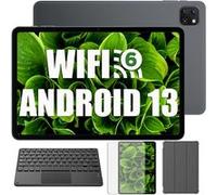 Pad 50 WiFi Tablette Tactile 10.1 HD+ IPS Android 13 2.4G+5G WiFi 6, RAM 6 Go ROM 64 Go/SD 1 To 5100mAh Gris Avec Clavier K1
