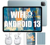Oscal Pad 50 WiFi Tablette Tactile 10.1 pouces HD+ IPS Android 13 RAM 6 Go ROM 64 Go-SD 1 To 5100mAh Bleu Avec Hibuds5 Blanc