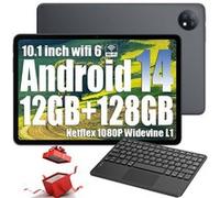 Oscal Pad 7 Tablette Tactile 10.1 HD Android 14 RAM 12 Go ROM 128 Go/SD 1 To 6600mAh 8MP+13MP Widevine L1 Gris Avec Clavier K1 Gris