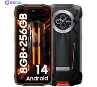 OSCAL PILOT 2 - Smartphone incassable 6,5"" double écran 120Hz, 8Go+ext / 256Go, 50MP+32MP, 8800mAh, NFC/GPS/Face ID - Orange