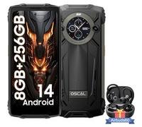 OSCAL PILOT 2 Smartphone Incassable 6.5 Double Écran (8+16)Go+256Go 50MP+32MP 8800mAh Noir avec Écouteurs Bluetooth Airbuds 60 Noir
