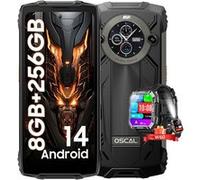 PILOT 2 Smartphone Incassable 6.5 Double Ecran (8+16)Go+256Go 50MP+32MP 8800mAh Noir avec Montre Connectée R30 Pro