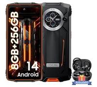 OSCAL PILOT 2 Smartphone Incassable 6.5 Double Écran (8+16)Go+256Go 50MP+32MP 8800mAh Orange avec Écouteurs Bluetooth Airbuds 60 Orange