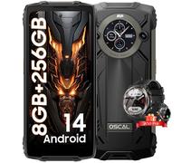 OSCAL PILOT 2 Smartphone Incassable 6.5 Double Écran (8+16)Go+256Go 50MP+32MP 8800mAh Noir avec Montre Connectée W50 Noir