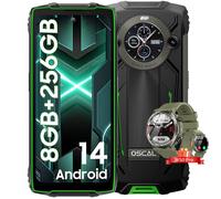 Oscal PILOT 2 Smartphone Incassable Double Écran 6.5" 16Go+256Go 50MP 8800mAh Dual SIM Vert avec Smartphone Blackview W50 Pro