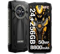 OSCAL PILOT 2 Smartphone Robuste, 24(8+16)Go + 256Go - 8800mAh - Écran 6.5""FHD+ - 50MP+32MP -Android 14 - GPS/NFC/OTG - Noir