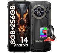 Oscal PILOT 2 Téléphone Portable Incassable Double Écran 6.5" 16Go+256Go 50MP 8800mAh Dual SIM Noir avec Smartphone Blackview W60