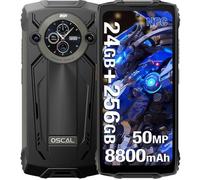 OSCAL PILOT2 Smartphone Robuste, 24Go + 256Go 6.5"" 120Hz 50MP 8800mAh IP68 Téléphone Portable Incassable NFC GPS Double SIM 4G Noir