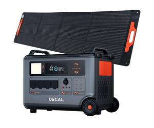 OSCAL PowerMax 6000 Réservoir solaire portable 3600Wh(6000Wh) + OSCAL PM200 Pro Panneau solaire pliable 200W