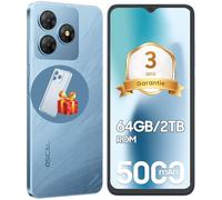 OSCAL Telephone Portable,Flat 2C Android Telephone,6Go+64Go/TF 2To, Octa Core, 6.56" HD+,Batterie 5000mAh Smartphone Pas Cher,13MP+8MP,4G Smartphone, Face ID/Dual SIM/GPS/2Ans De Garantie -Bleu