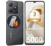 OSCAL Telephone Portable,Flat 2C Android Telephone, 6Go+64Go/TF 2To, Octa Core, 6.56" HD+,Batterie 5000mAh Smartphone Pas Cher,13MP+8MP,4G Smartphone, Face ID/Dual SIM/GPS/2Ans De Garantie -Noir
