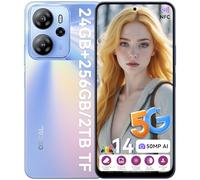 OSCAL Tiger 13 Telephone Portable 5G 24Go+256Go/TF-2To, Smartphone Android 14 Octa Core 90Hz 6,67" HD+ Écran, Téléphone 5G 18W Charge Rapide, AI Caméra 50MP, Dual SIM 4G/NFC/Face ID/GPS/OTG,Hellblau
