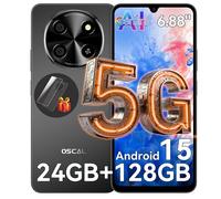 OSCAL TIGER 8 5G AI Smartphone Android 15 Écran 6,88" 120 Hz, 8 Go + 128 Go, Unisoc T8100 Octa Core, 16 MP + 8 MP, Batterie 5000 mAh Noir, sans chargeur