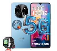 OSCAL Tiger 8 - Smartphone 5G 6,88"" 12Go+128Go, 5000mAh, Android 15, NFC, Dual SIM, Bleu
