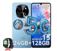 Oscal TIGER 8 Téléphone Portable Débloqué 5G 6,88 pouces 24Go+128Go/SD 2To 5000mAh Android 15 NFC Dual SIM Bleu avec R50 montre