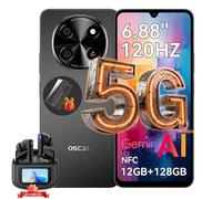 Oscal TIGER 8 Smartphone Portable Débloqué 5G 6,88 pouces 12Go+128Go/SD 2To 5000mAh Android 15 NFC Dual SIM GPS Noir avec Airbuds12