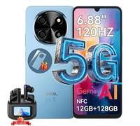 Oscal TIGER 8 Smartphone Portable Débloqué 5G 6,88 pouces 12Go+128Go/SD 2To 5000mAh Android 15 NFC Dual SIM GPS Bleu avec Airbuds12