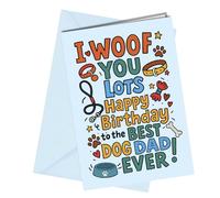 Oscar Finks Carte d'anniversaire amusante du chien pour papa « To the best Doggy Dad Ever » « I Woof you lots », format A5 avec enveloppe assortie, thème friandises #1894