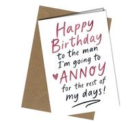 Oscar Finks Carte d'anniversaire amusante pour mari, partenaire ou petit ami, Annoy you for the rest of my days, avec enveloppe #1914